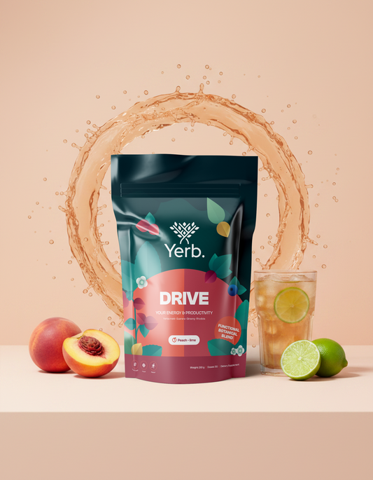 Yerb Drive broskev limetka se splash ringem ledoveho caje