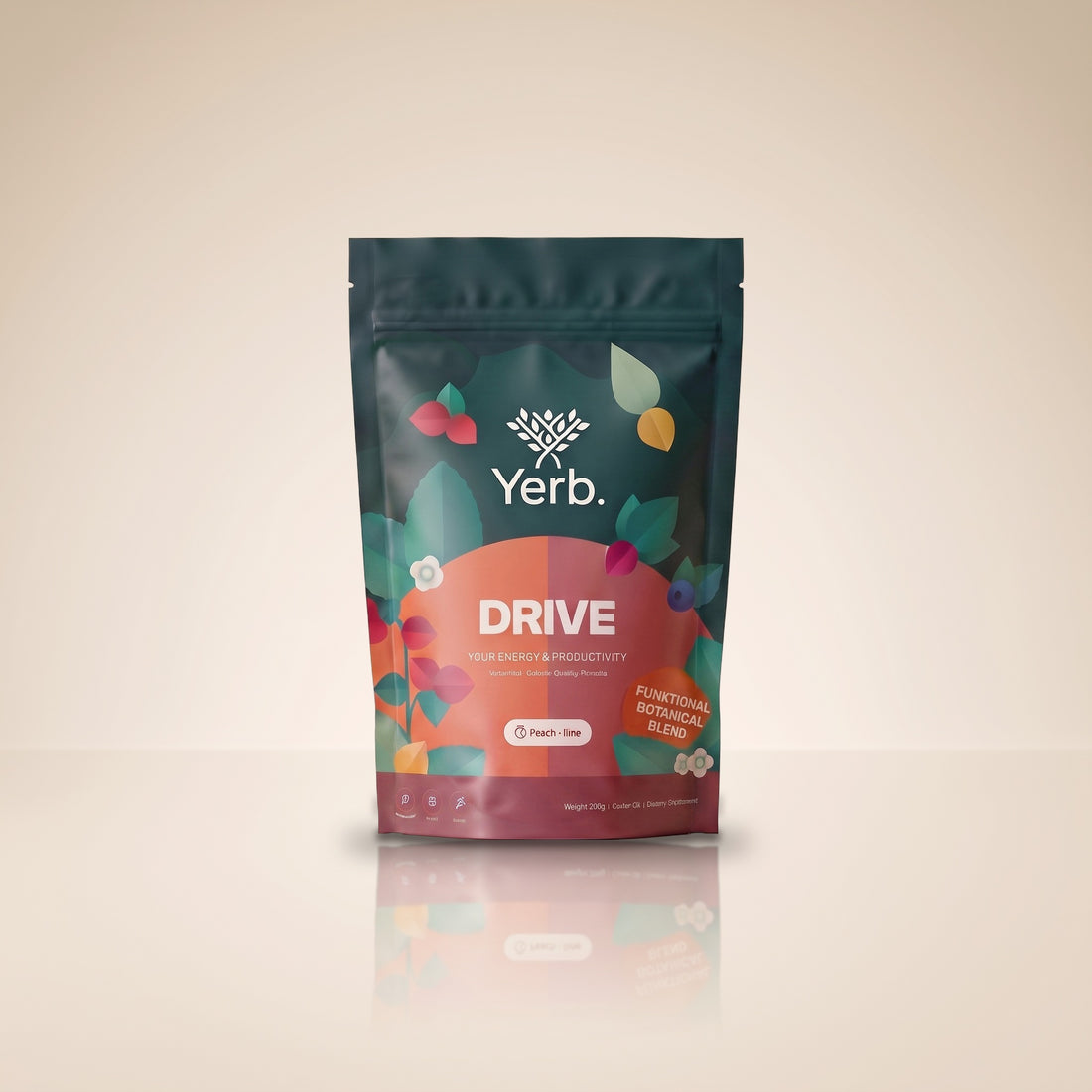 Yerb Drive Broskev-limetka, velké balení 30 dávek