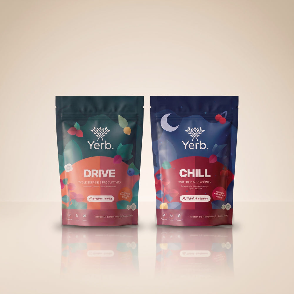 Malý Yerb Drive a malý Yerb Chill na travertinové desce